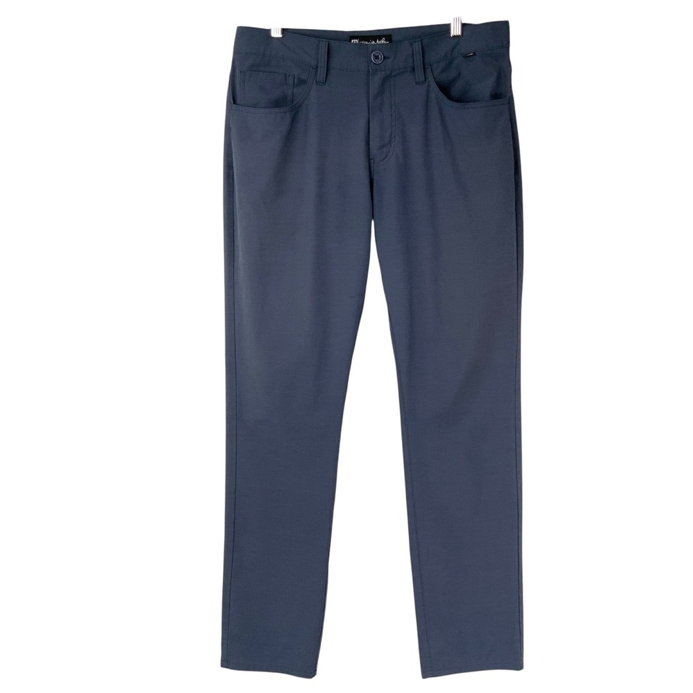 TravisMathew Navy Blue Performance Pants 34 Zip Button Fly Straight Leg 5-Pocket
